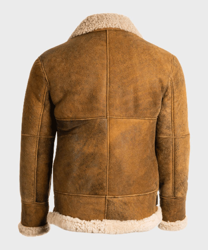 Aviator Mens Brown Sheepskin Shearling B3 Leather Jacket - Rare Leather Order Now !!
