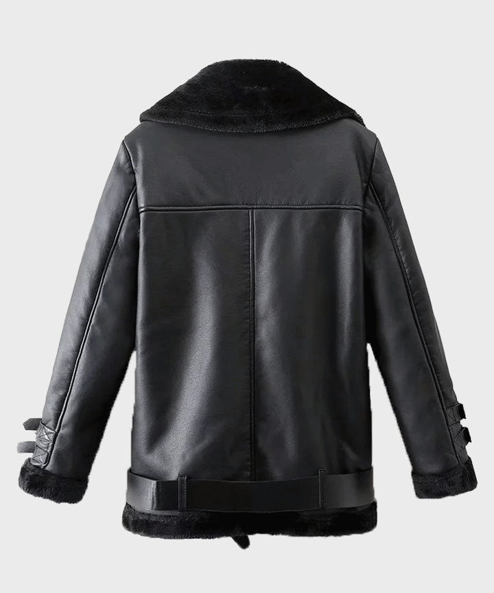 Mens Black Shearling Winter Leather Jacket - Rare Leather Order Now !!