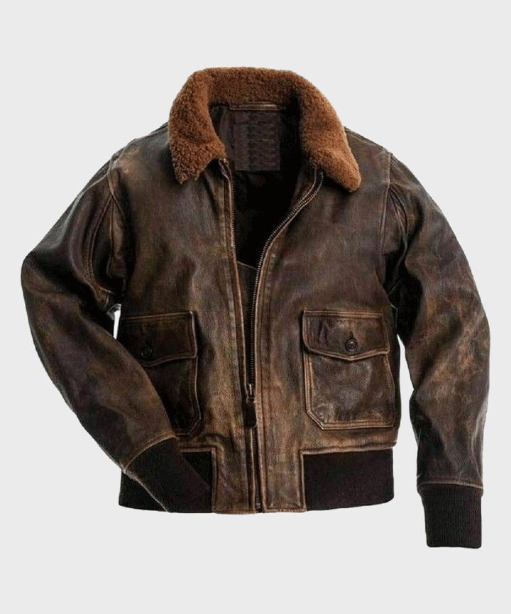 Mens Distressed Brown Flight Bomber Jacket - Rare Leather Order Now !!