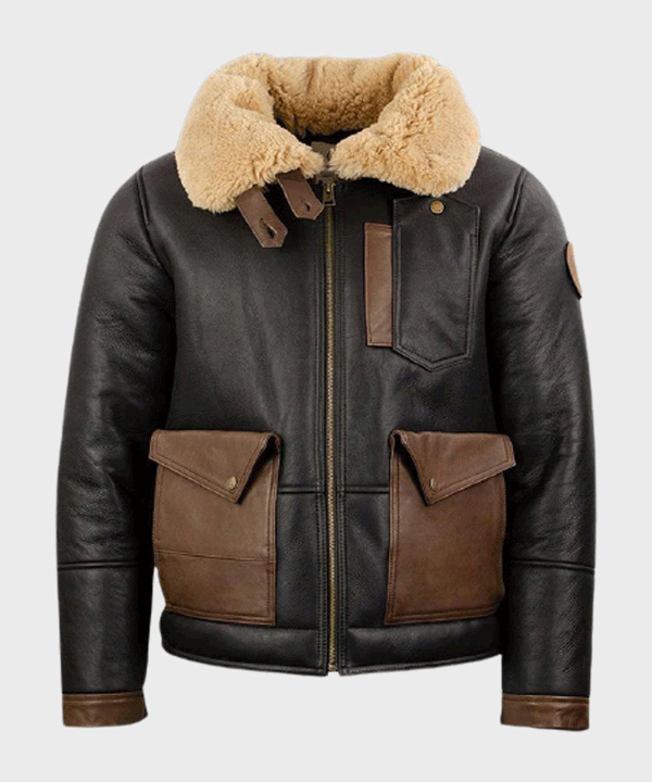 Mens Shearling Black B3 Bomber Jacket - Rare Leather Order Now !!