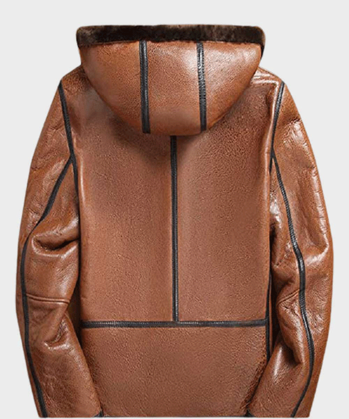 Mens Shearling Brown Sheepskin Leather Jacket - Rare Leather Order Now !!