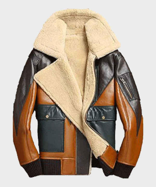 Mens Shearling Sheepskin Bomber Leather Jacket - Rare Leather Order Now !!
