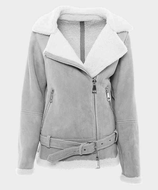 Women’s Grey Suede Shearling Jacket - Rare Leather Order Now !!