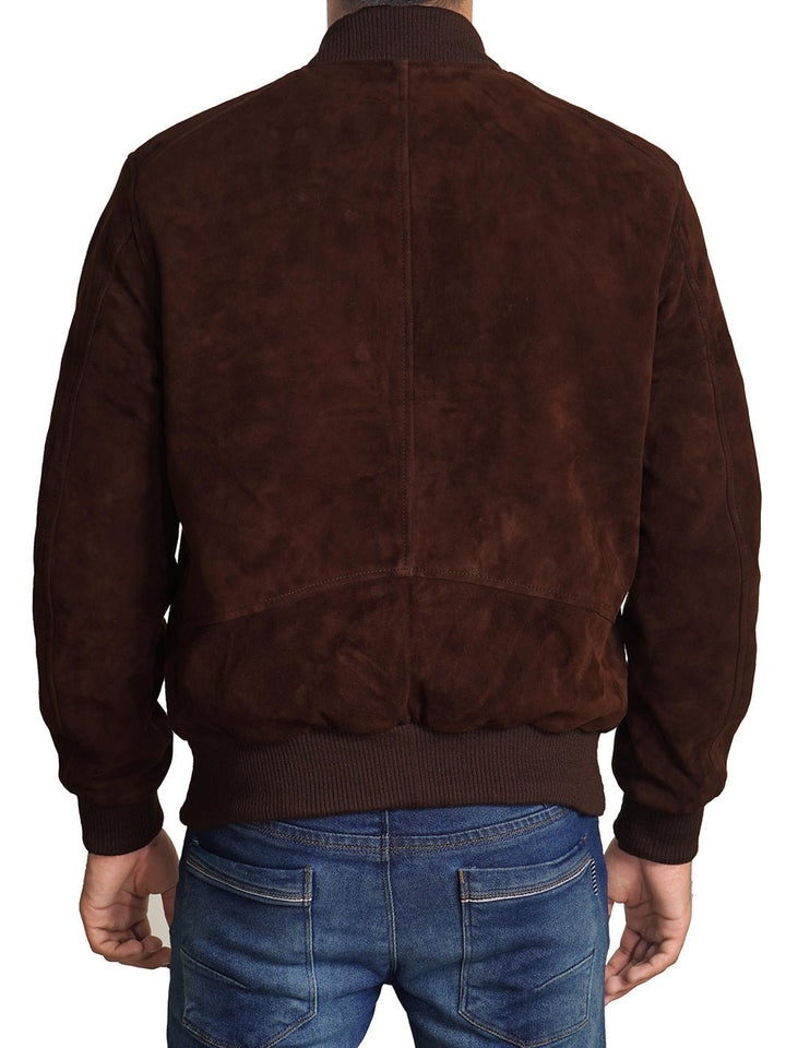 Adamsville Mens Dark Brown Suede Bomber Jacket - Rare Leather