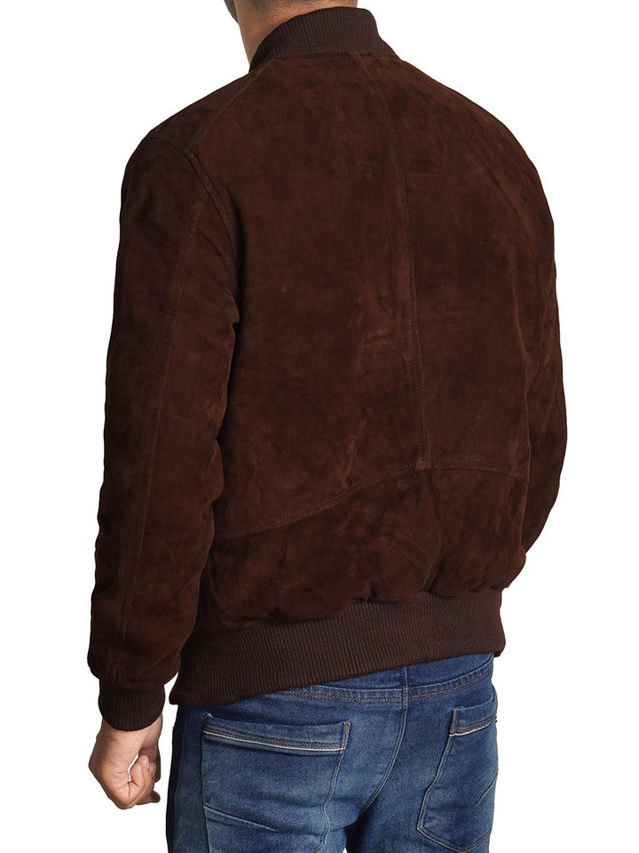 Adamsville Mens Dark Brown Suede Bomber Jacket - Rare Leather