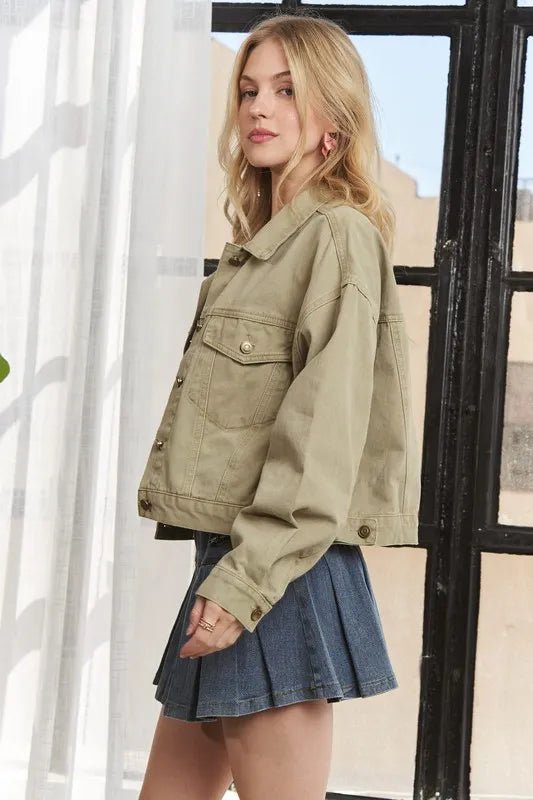 ADORA Canvas Button Up Front Denim Jacket - Rare Leather