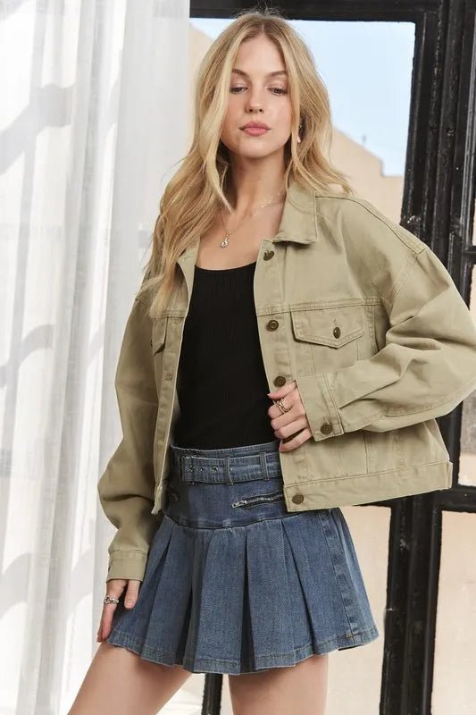 ADORA Canvas Button Up Front Denim Jacket - Rare Leather