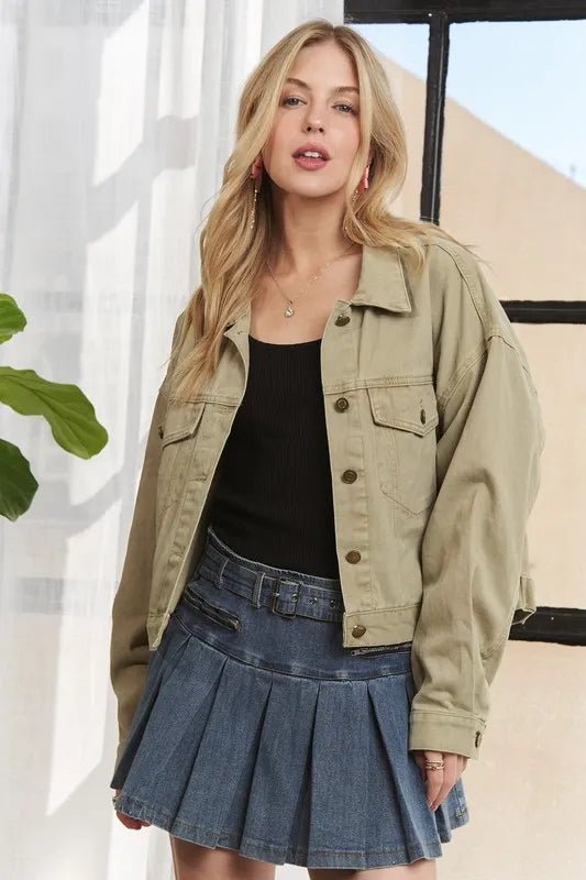 ADORA Canvas Button Up Front Denim Jacket - Rare Leather