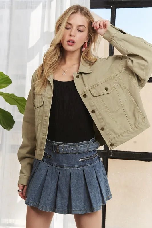 ADORA Canvas Button Up Front Denim Jacket - Rare Leather