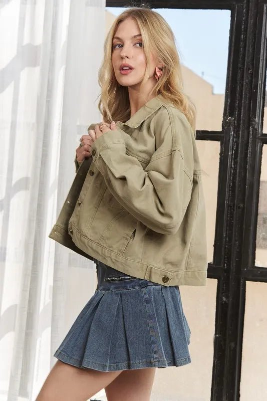 ADORA Canvas Button Up Front Denim Jacket - Rare Leather
