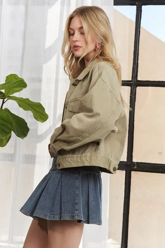 ADORA Canvas Button Up Front Denim Jacket - Rare Leather