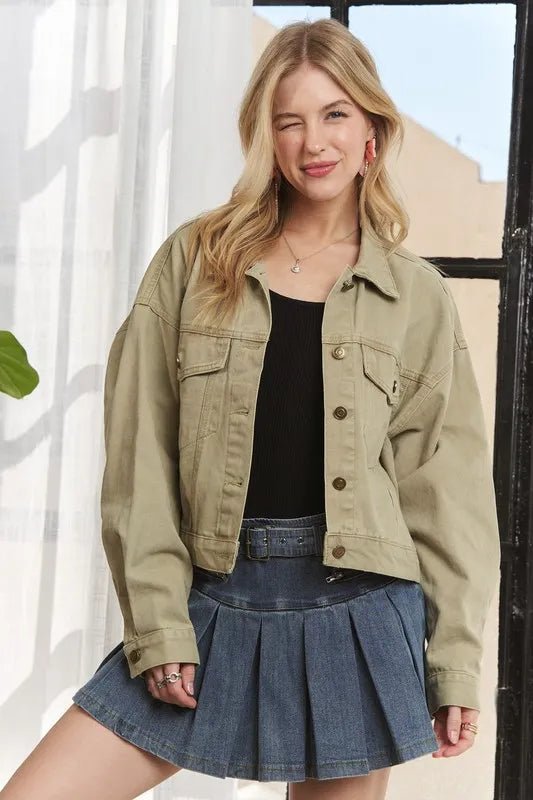 ADORA Canvas Button Up Front Denim Jacket - Rare Leather