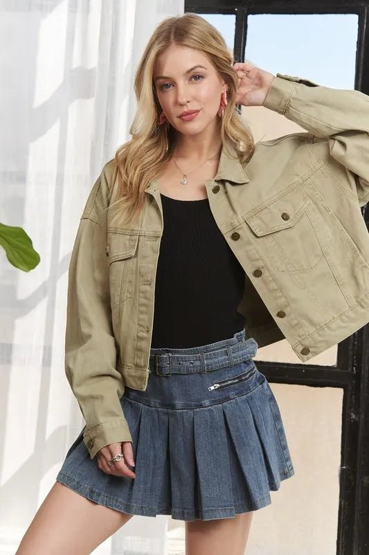 ADORA Canvas Button Up Front Denim Jacket - Rare Leather
