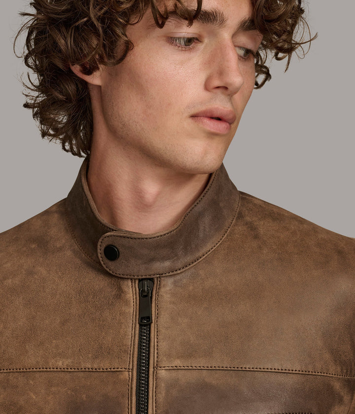 Aiden Color Blocked Racer Jacket - Rare Leather