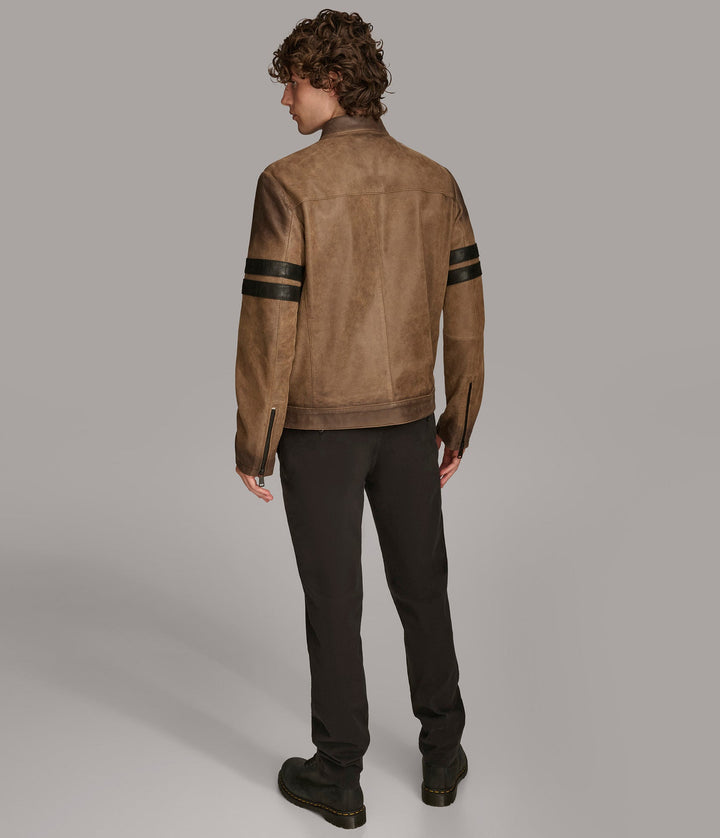 Aiden Color Blocked Racer Jacket - Rare Leather