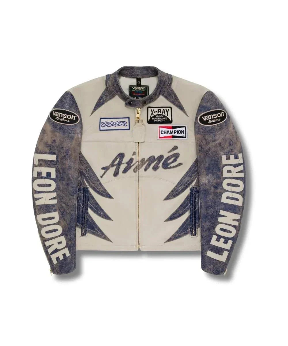 Aimé Leon Dore x Vanson Distressed Leather Moto Jacket – Premium