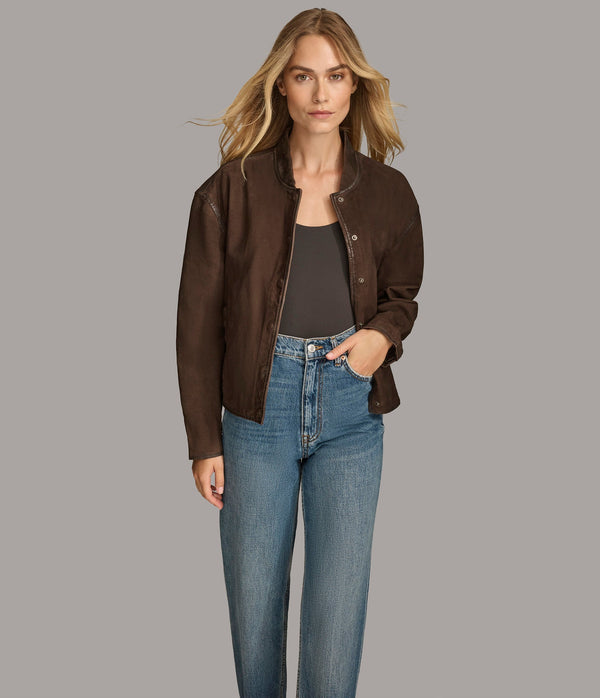 Angie Snap Bomber Jacket - Rare Leather