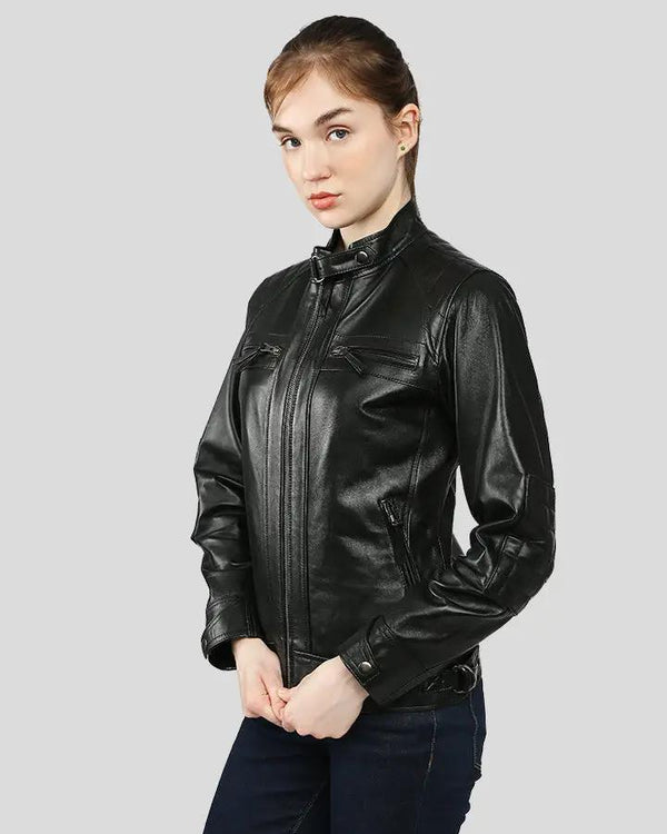 Annalise Black Racer Leather Jackets - Rare Leather