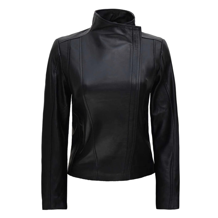 Arezzo Black Asymmetrical Leather Jacket Women - Rare Leather