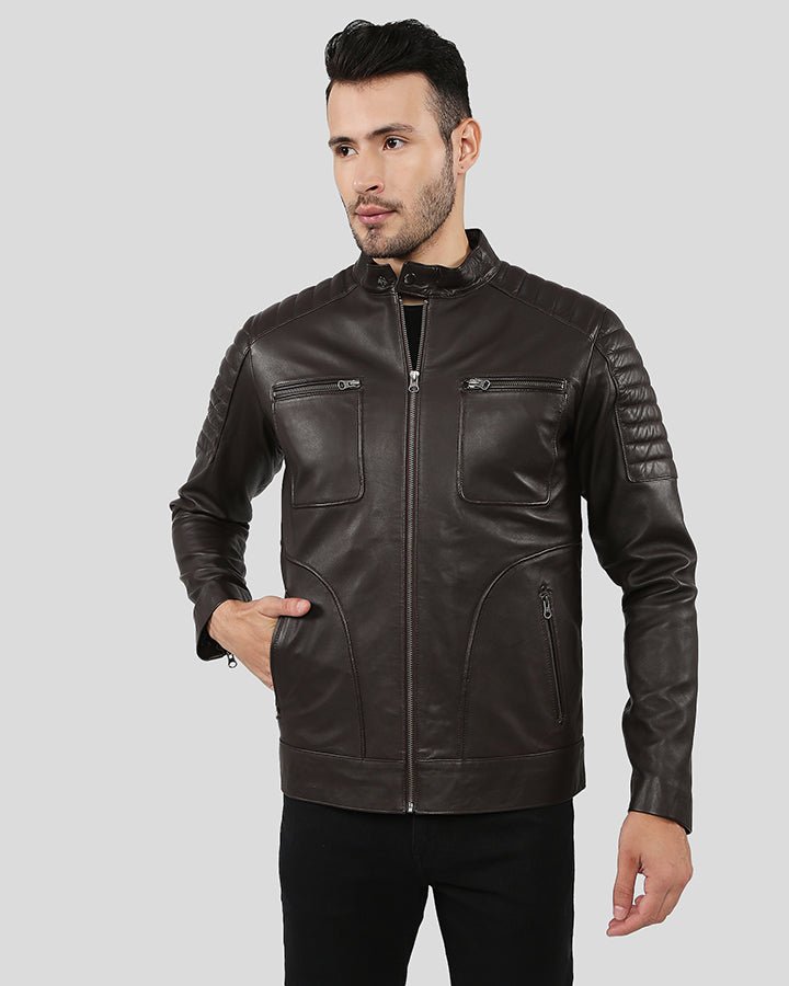 Astro Brown Racer Quilted Leather Jacket - Rare Leather