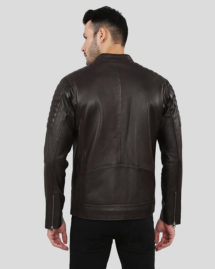 Astro Brown Racer Quilted Leather Jacket - Rare Leather