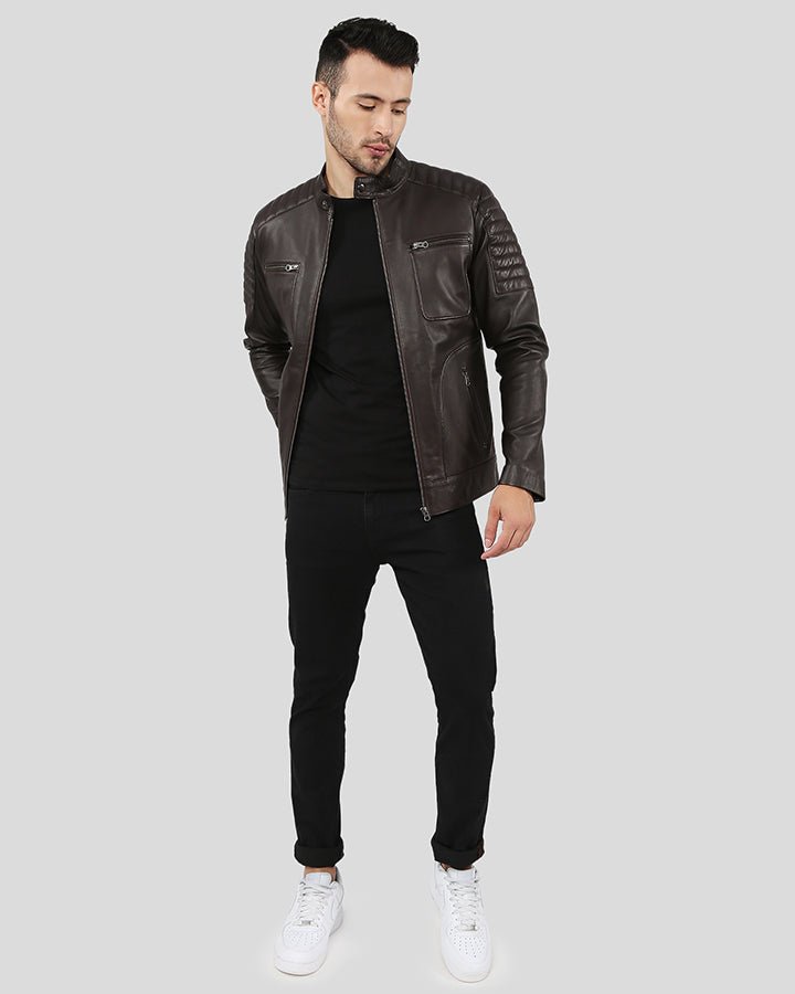 Astro Brown Racer Quilted Leather Jacket - Rare Leather