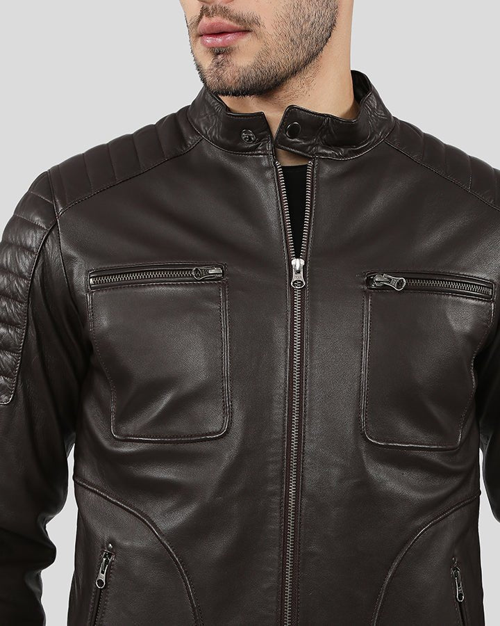 Astro Brown Racer Quilted Leather Jacket - Rare Leather