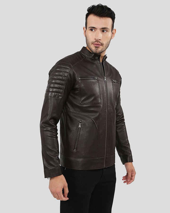 Astro Brown Racer Quilted Leather Jacket - Rare Leather