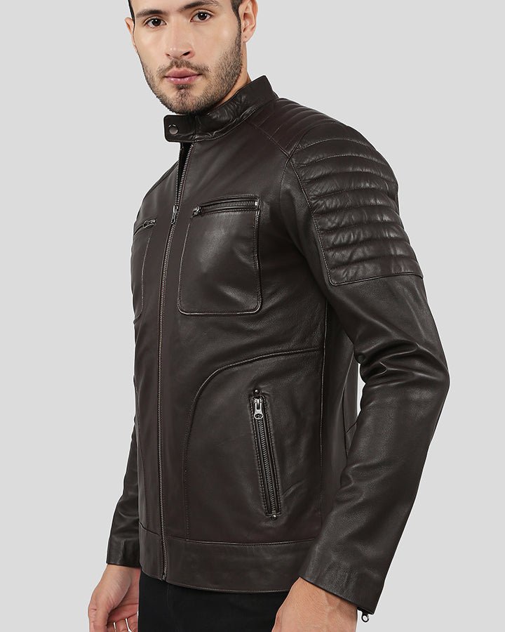 Astro Brown Racer Quilted Leather Jacket - Rare Leather