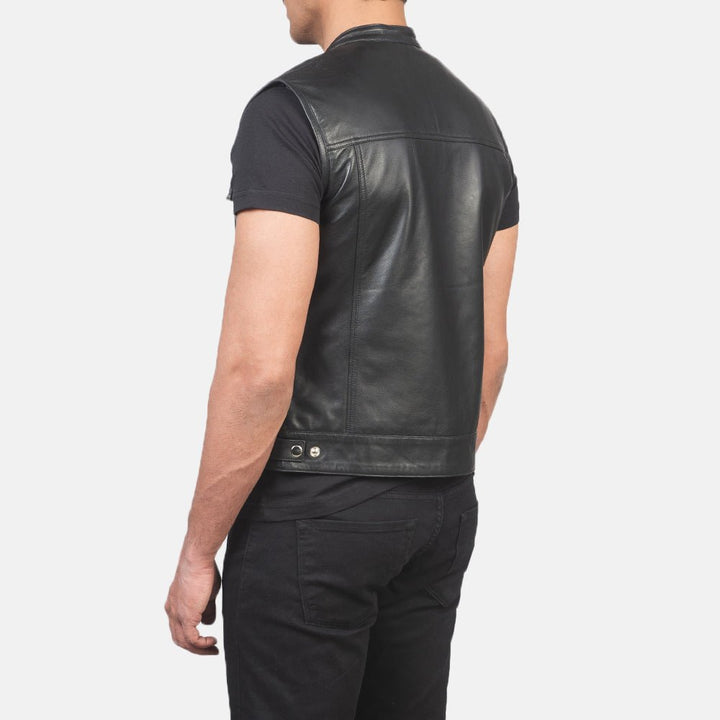 Atlas Moto Black Leather Vest - Rare Leather