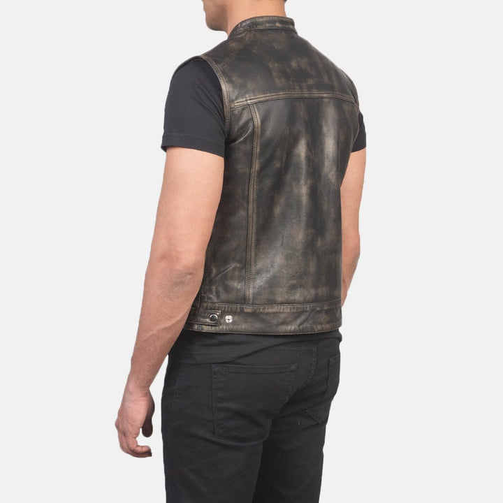 Atlas Moto Distressed Brown Leather Vest - Rare Leather