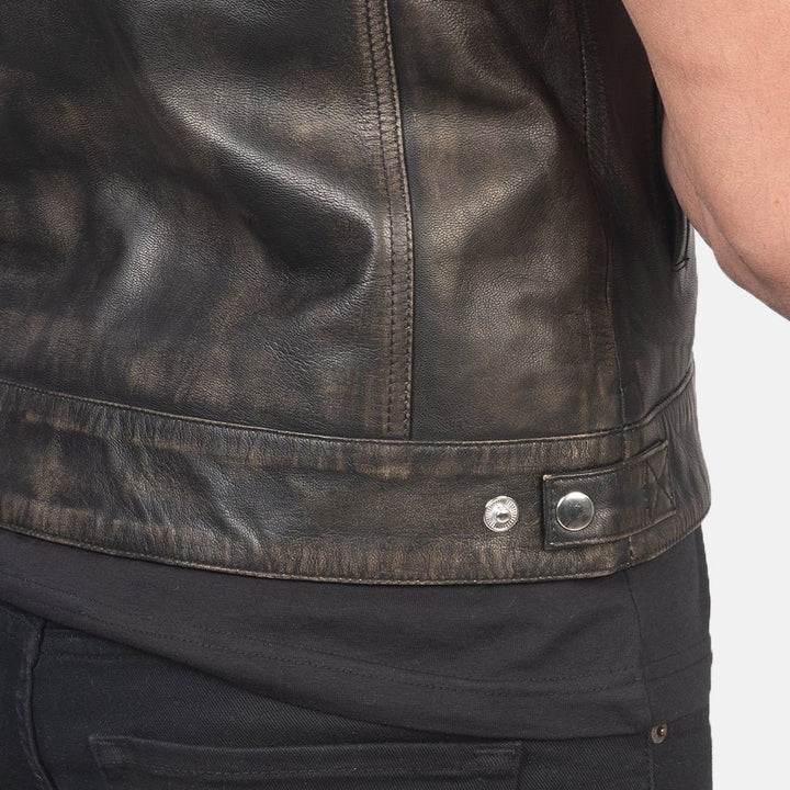 Atlas Moto Distressed Brown Leather Vest - Rare Leather