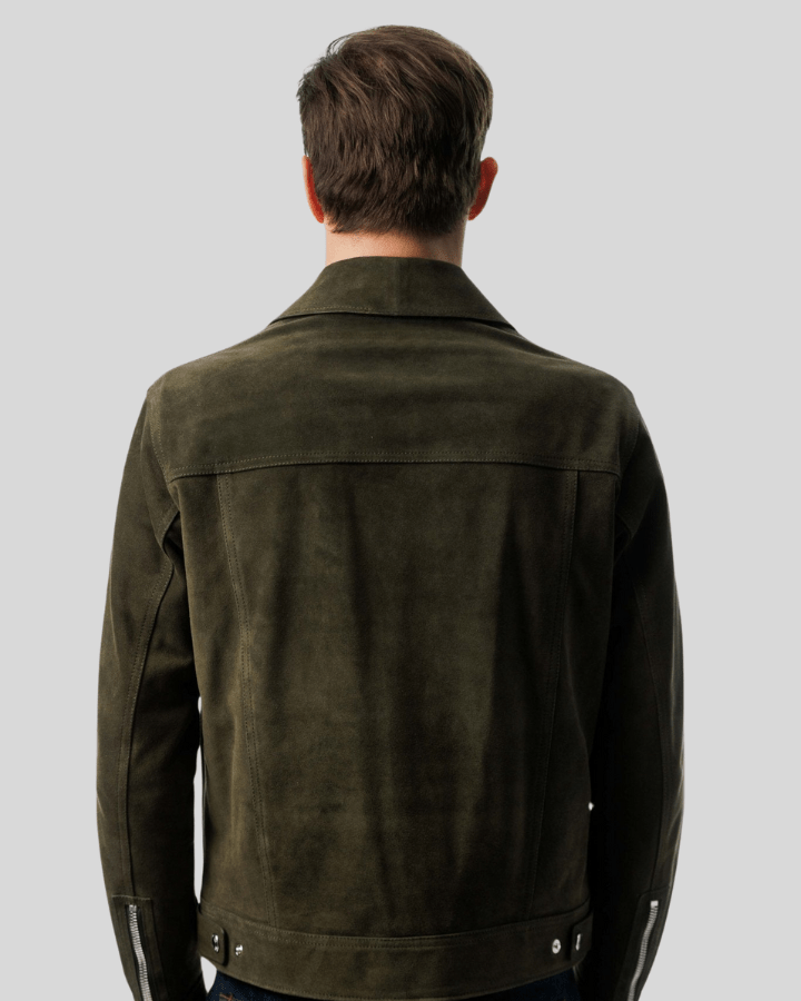 Atlas Olive Green Suede Leather Jacket - Rare Leather