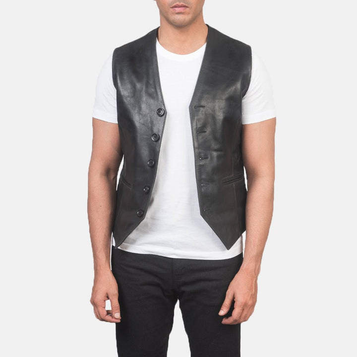 Auden Black Leather Vest - Rare Leather