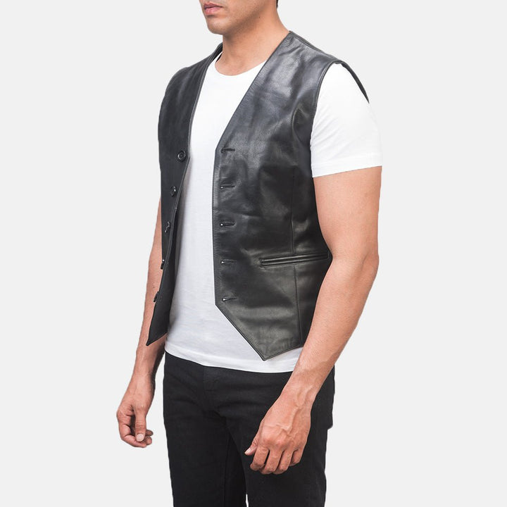Auden Black Leather Vest - Rare Leather