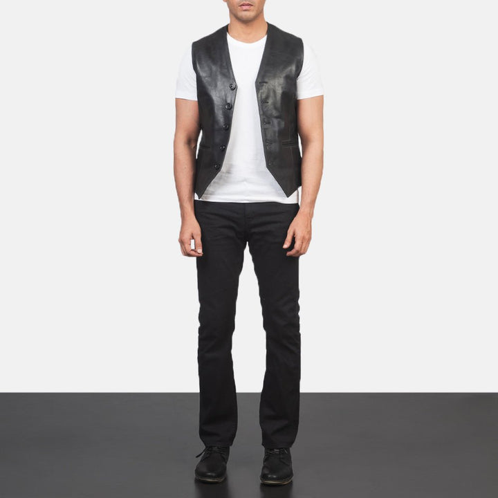 Auden Black Leather Vest - Rare Leather