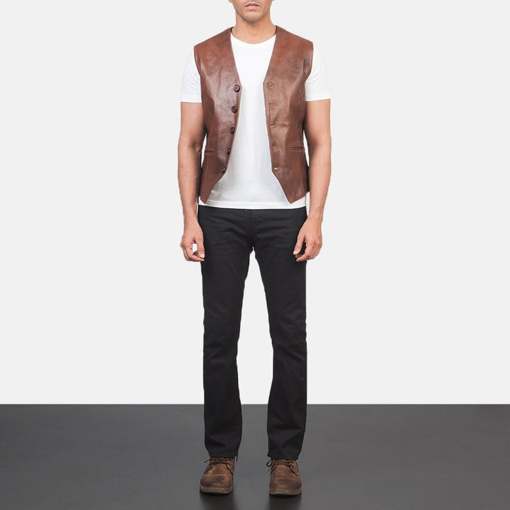 Auden Brown Leather Vest - Rare Leather