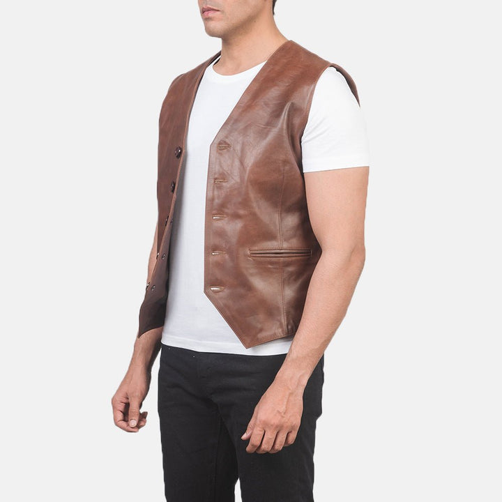Auden Brown Leather Vest - Rare Leather