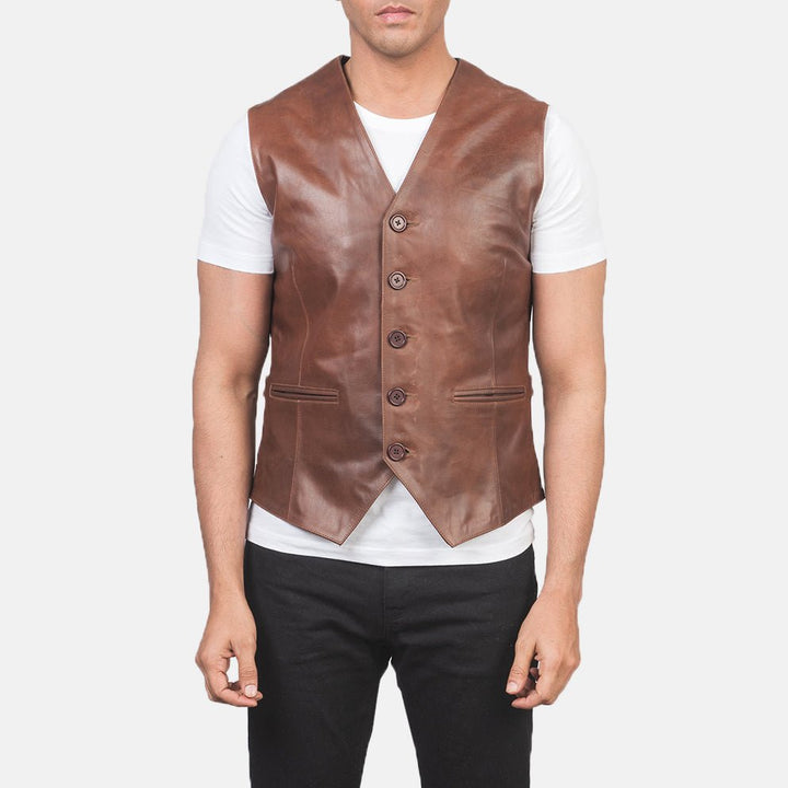 Auden Brown Leather Vest - Rare Leather