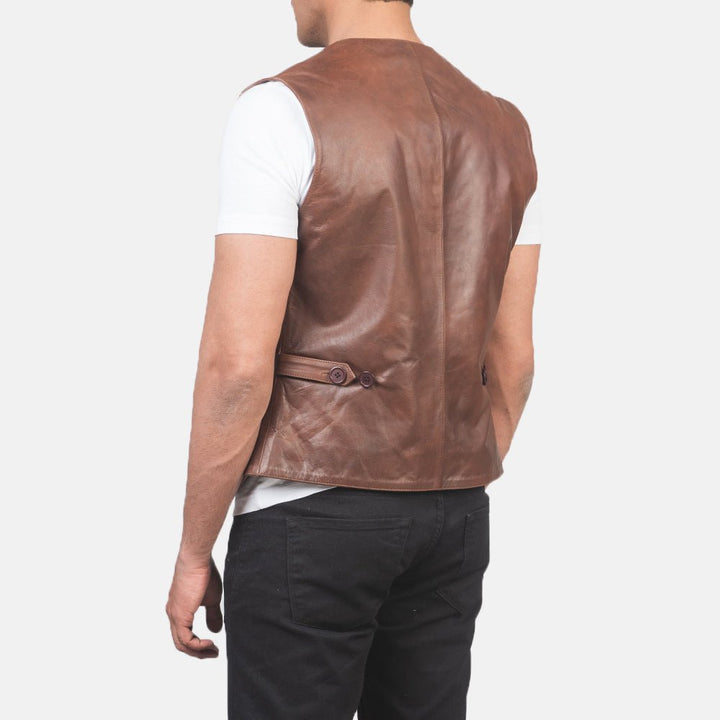 Auden Brown Leather Vest - Rare Leather