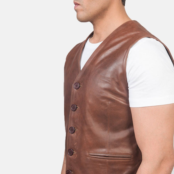 Auden Brown Leather Vest - Rare Leather