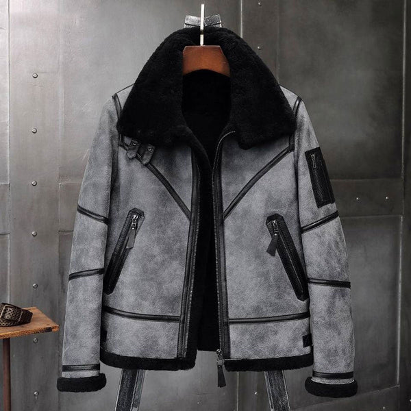 B3 Bomber Jacket Grey Shearling Jacket - Rare Leather