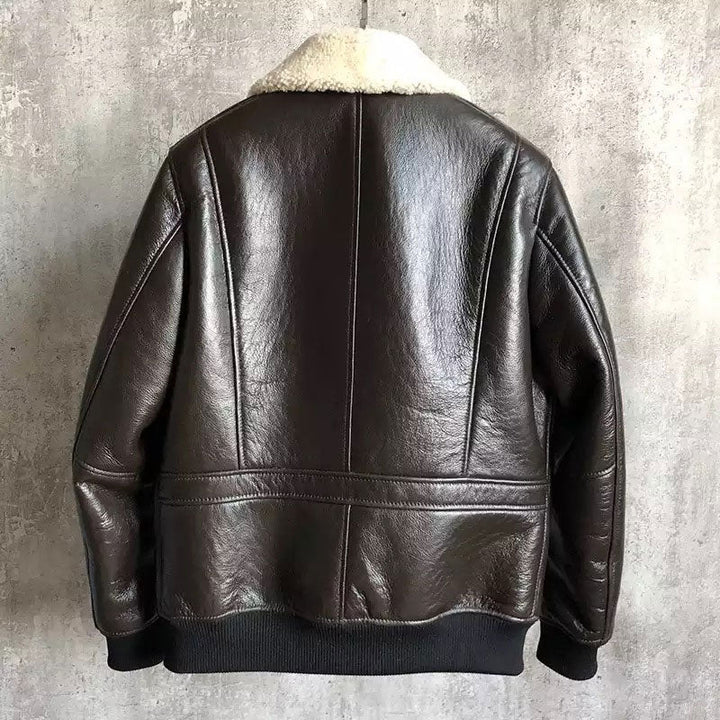 B3 Bomber Jacket Natural Sheep Fur Coat Winter Warm Sheepskin Jackets Soft Shearling Bomber - Rare Leather