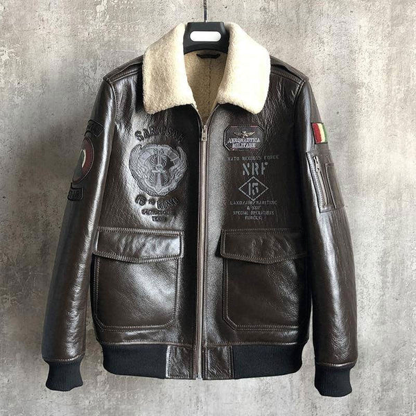 B3 Bomber Jacket Natural Sheep Fur Coat Winter Warm Sheepskin Jackets Soft Shearling Bomber - Rare Leather