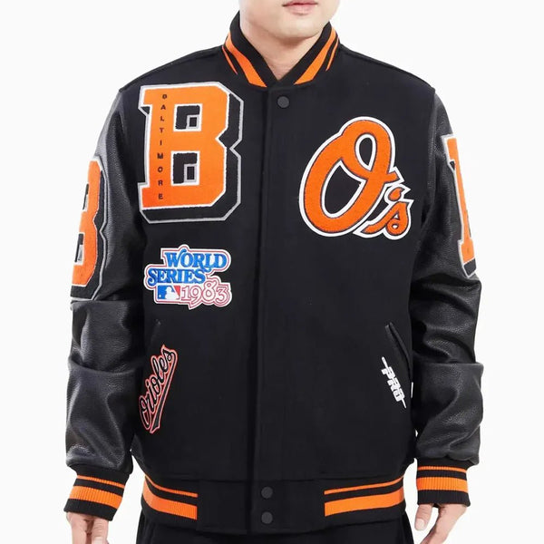 Baltimore Orioles Mashup Black Varsity Jacket - Rare Leather
