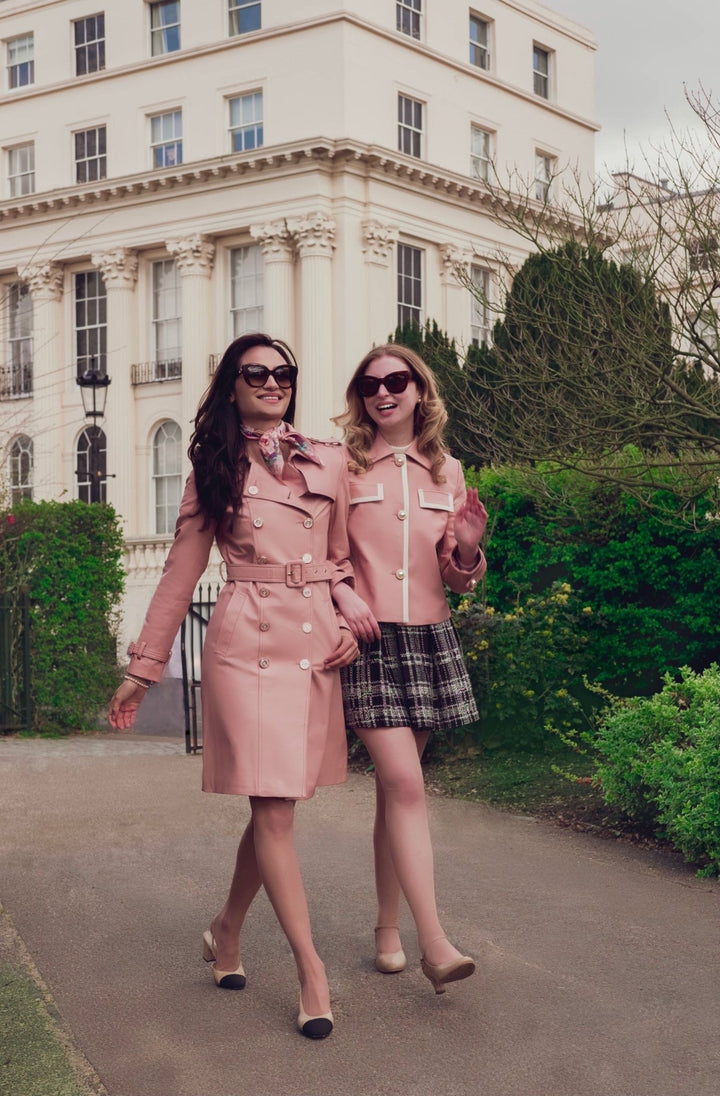 'Belle Du Jour' Leather Trench Coat in Rosa - Rare Leather