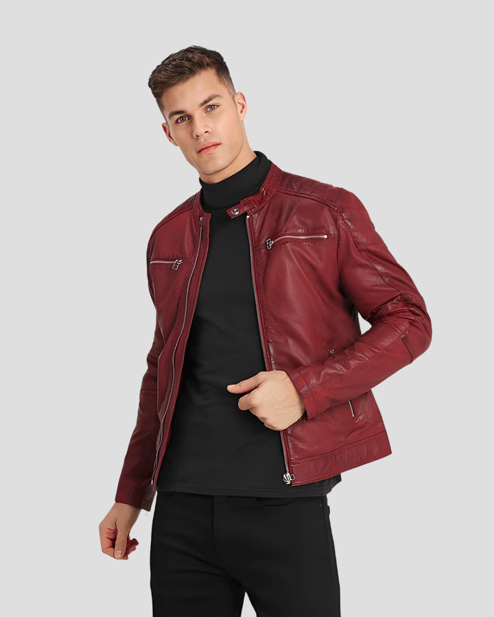 Ben Red Biker Leather Jacket - Rare Leather