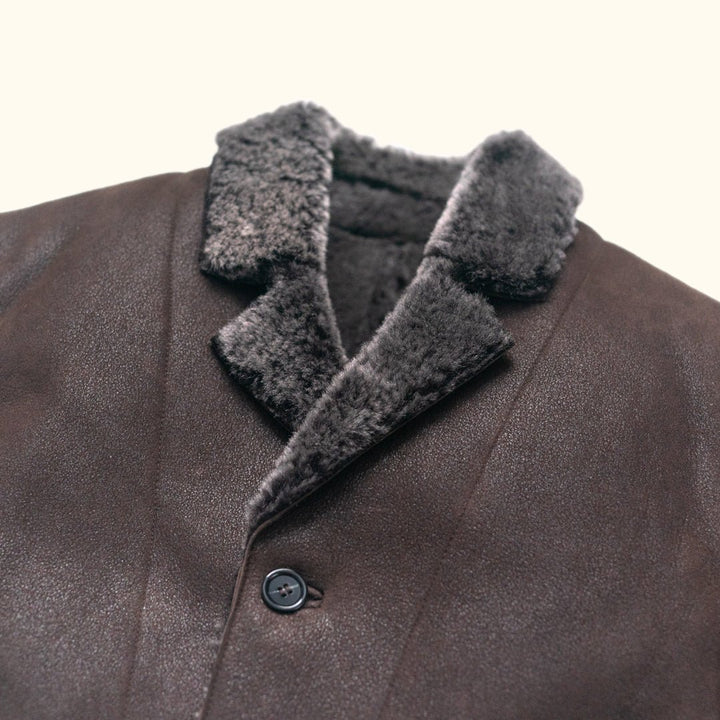 Big Sky Shearling Leather Blazer | Espresso Brown - Rare Leather
