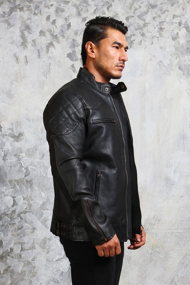 Black Biker Leather Jacket for Men - Rare Leather