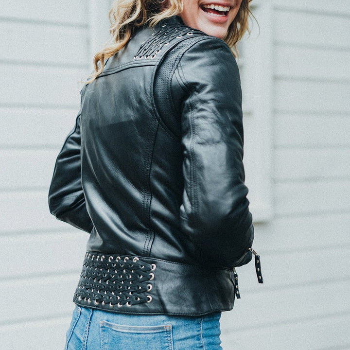 Black Widow - Women's Motorcycle Leather Jacket - Rare Leather